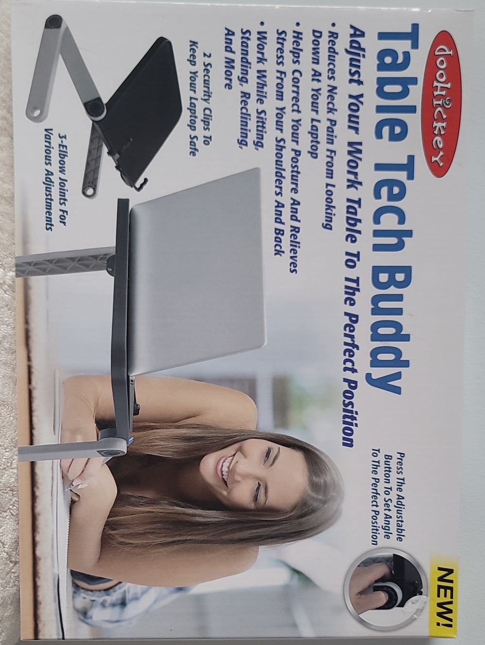 Table Tech Buddy Adjustable Tablet/Laptop Stand – Black & Silver